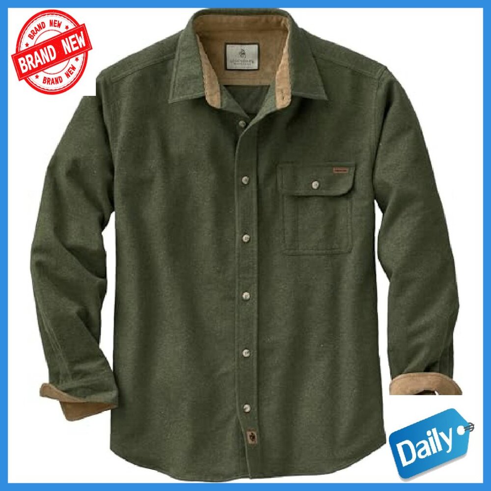 Men's 100% Cotton Flannel Shirt Long Sleeve Button Down Relaxed Fit - Picture 2 of 8